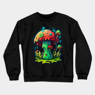 Psychedelic Dreams: Vibrant Mushroom Wonderland Crewneck Sweatshirt